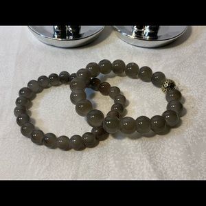 2 Strand Smokey Glass Beaded Bracelet